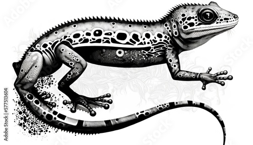 Canvastavla gecko illustration for tattoo or wall sticker