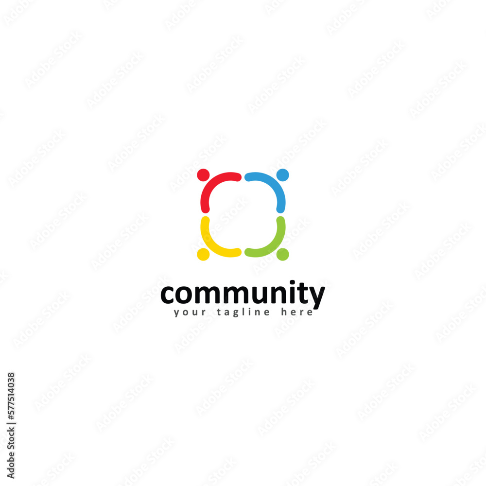 Colorful abstract community, leadership, teamwork, and people logo vector design isolated on white background.