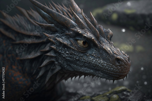 close-up of a dragon s face  Generative AI