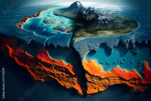 Tectonic plate shift and tectonic fault concept. AI generated