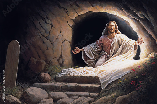 Resurrection of Jesus. Christian Easter background, generative ai
