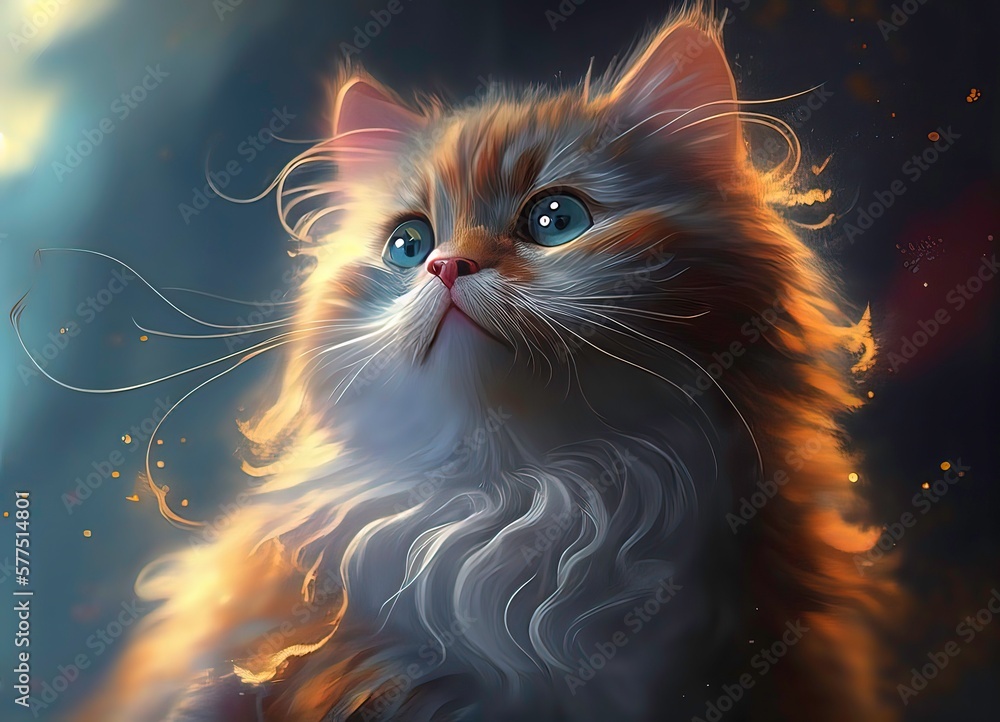 cute cat, cat, cute, feline, generated by ai Stock Illustration | Adobe ...