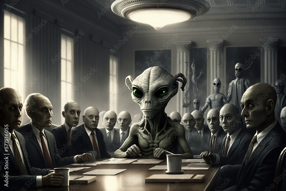 Group of aliens secret world government, concept of Conspiracy Theory