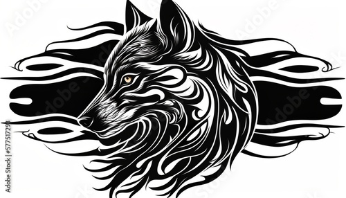 wolf illustration for tattoo or wall sticker