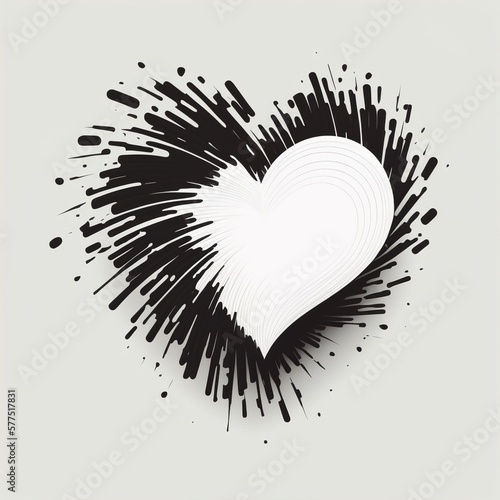Abstract heart illustration white background  graphic element  Generative AI