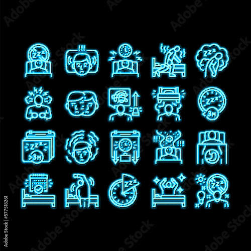 Insomnia Person Chronic Problem neon glow icon illustration