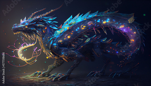 A Massive Luminescent Dragon Like Creature Generative AI © Elka
