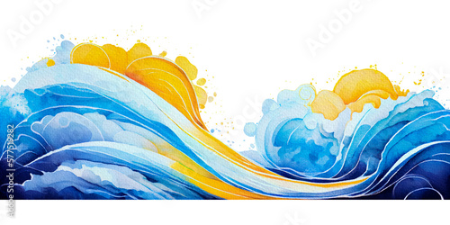 Transparent ocean wave illustration by Vita. Hand painted details. © Vita