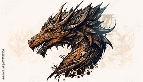 dragon illustration for tattoo or wall sticker