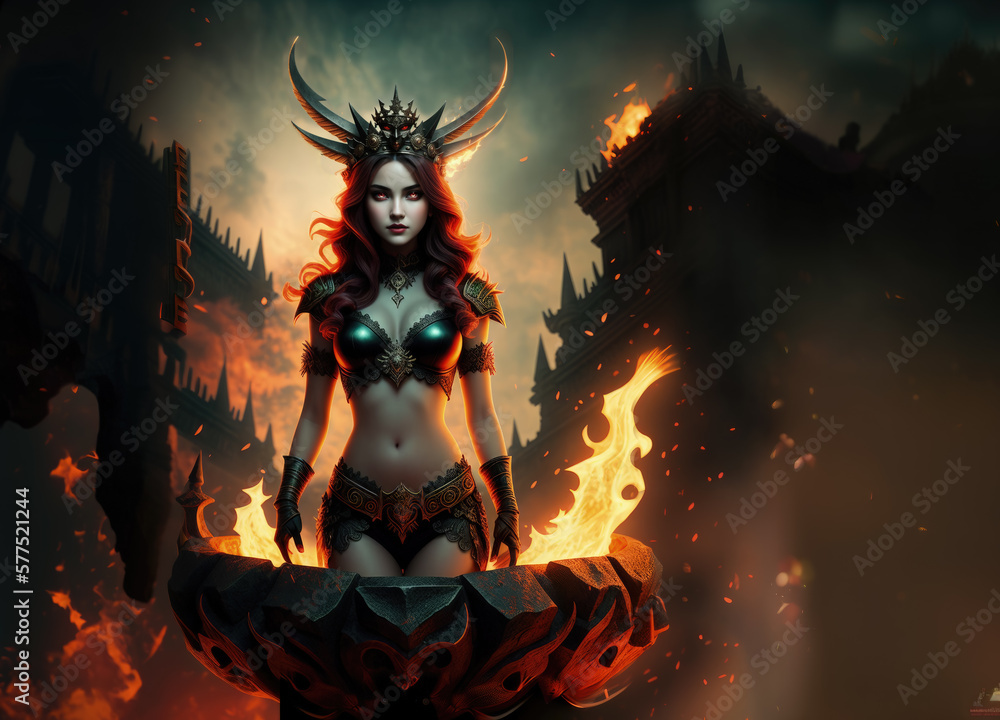 Devil woman with fire