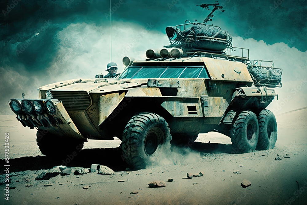 Construction line for a biomechanical retro-futuristic ATV, rugged offroad, interdimensional, time-travel, army-grade vehicle. Generative AI. Construction line for a biomechanical retro-futuristic ATV, rugged offroad, interdimensional, time-travel, army-grade vehicle. Generative AI.