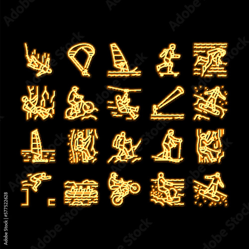 Extreme Sport Sportsman Activity neon glow icon illustration