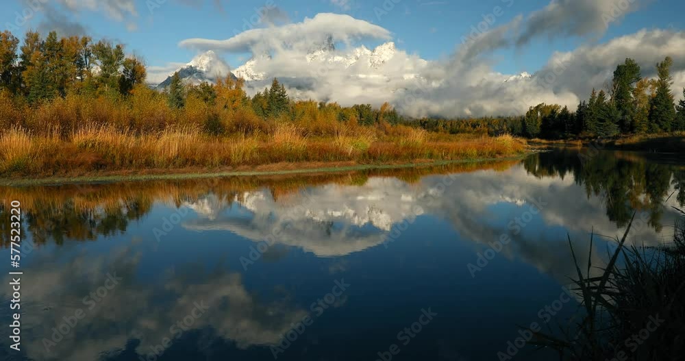 A timelapse of the Teton range in Grand Teton National Park during fall. A timelapse of the Teton range in Grand Teton National Park during fall.