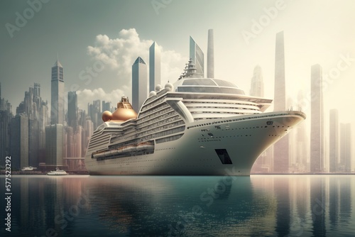 Super huge cruise ship. Generative AI. © Bargais