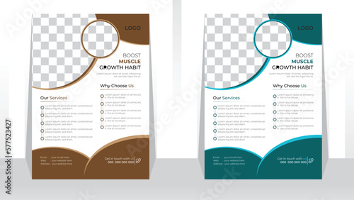 business gym flyer template with abstract shape and modern flyer brochure cover vector in A4 size Flyer Colorful concepts and design, perfect for creative professional business and grow company.