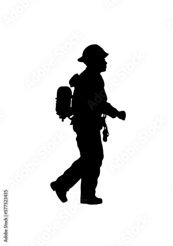 Firefighter silhouette isolated - vector illustration