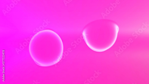 Blue and pink background with bubbles. Design. Rolling bubbles in different directions made in cartoon animation.