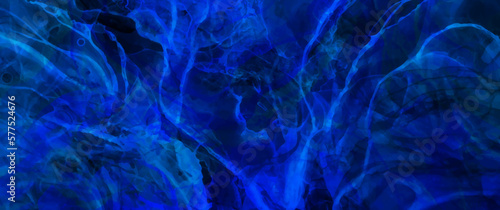Abstract grunge vector background with blue futuristic texture for cover design, poster, cover, banner, flyer and cards. Blue and black. Multicolor ink illustration. Color smoke.