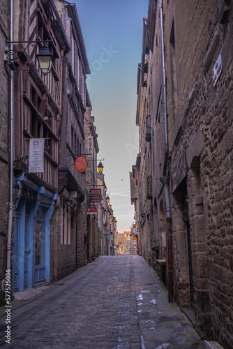 Medieval street in Laval France on the Mayenne River in Brittany