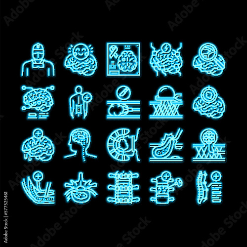 Neurosurgery Medical Treatment neon glow icon illustration