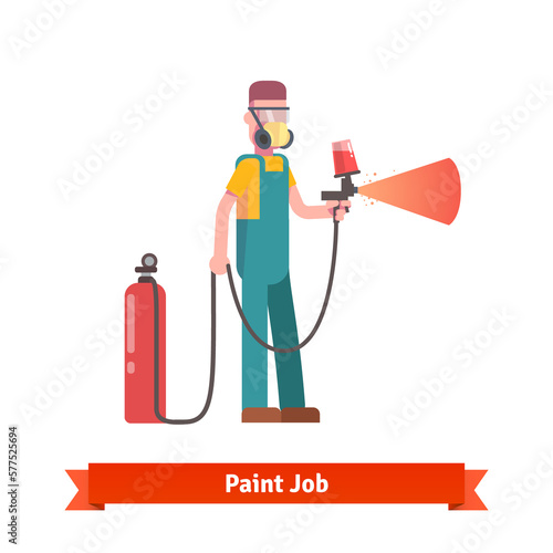 Painting specialist spraying paint from pulveriser photo