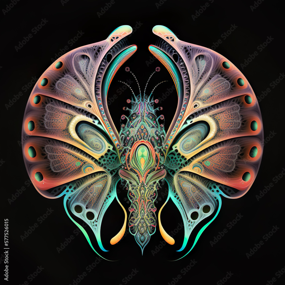 Fototapeta premium AI-Generated Psychedelic Fractal Alien Pattern Art