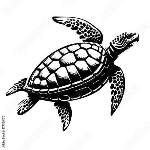 black turtle  sea vector, logo on white background	