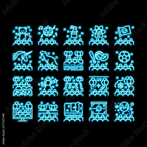 Kids Birthday Party neon glow icon illustration