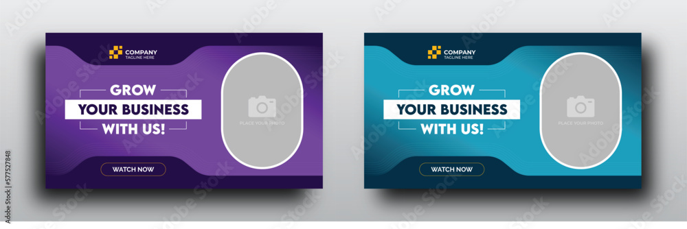 Business growing tips youtube video thumbnail or web banner with modern gradient color template