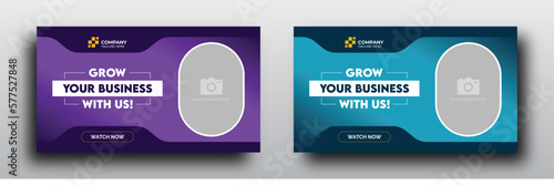 Business growing tips youtube video thumbnail or web banner with modern gradient color template