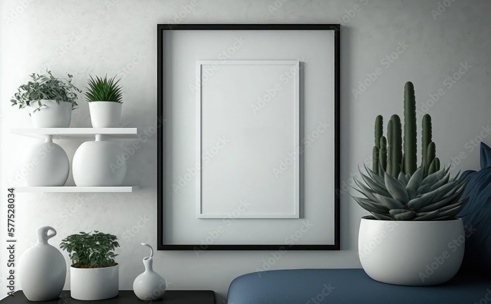 blank picture frame mockup on a wall vertical frame mockup in modern minimalist interior with plant in trendy vase on wall background, Template for painting, photo or poster blank picture frame mockup on a wall vertical frame mockup in modern minimalist interior with plant in trendy vase on wall background, Template for painting, photo or poster