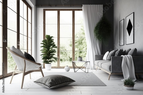 modern interior design for homes. Stylish living room design. Generative AI
