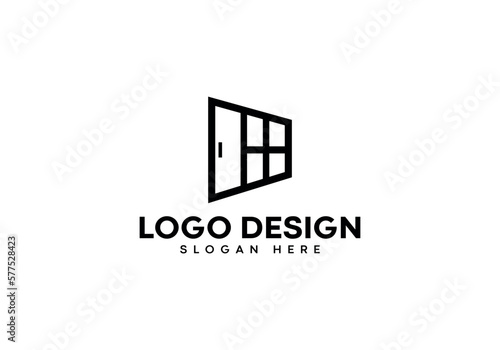 Window and Door logo design on luxury background. Window and Door logo concept. Window and Door icon design. Window and Door elegant and Professional icon on white background.