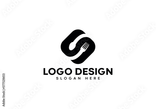 S letter with spon logo design on luxury background. S monogram initials letter logo concept. S letter icon design. S elegant and Professional black letter icon on white background. photo