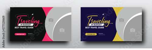 Travel youtube video thumbnail or web banner template