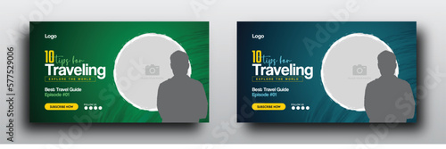 Travel youtube video thumbnail or web template