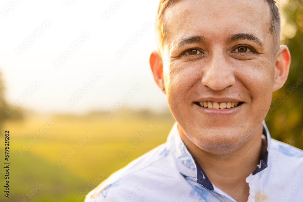 Smiling Latino Man with Amazon Rainforest Background Smiling Latino Man with Amazon Rainforest Background