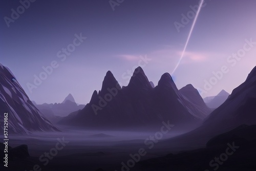 Broad view of an alien planet's surface, created with Generative AI technology
