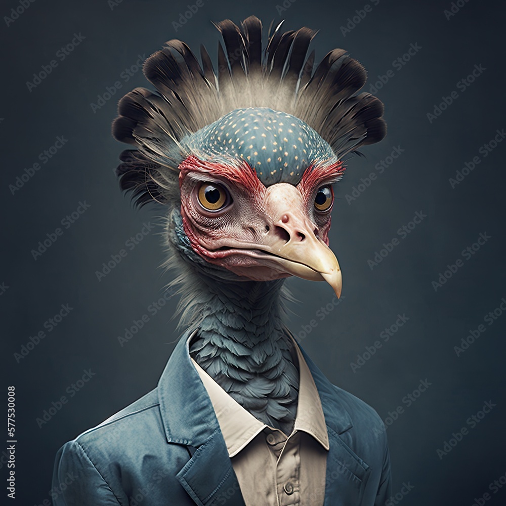  chicken in pin striped suit, generative ai