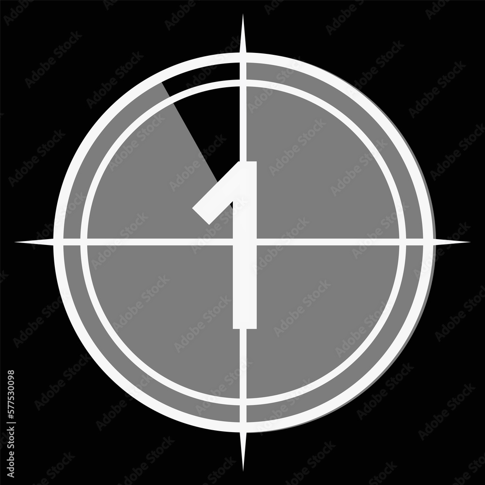 1 with timer or progress marker in black and white, number 1 with progression marker with black background 1 with timer or progress marker in black and white, number 1 with progression marker with black background