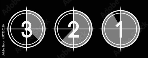 countdown, 3...2...1, black and white timer, 3, 2, 1 with progress marker on black background