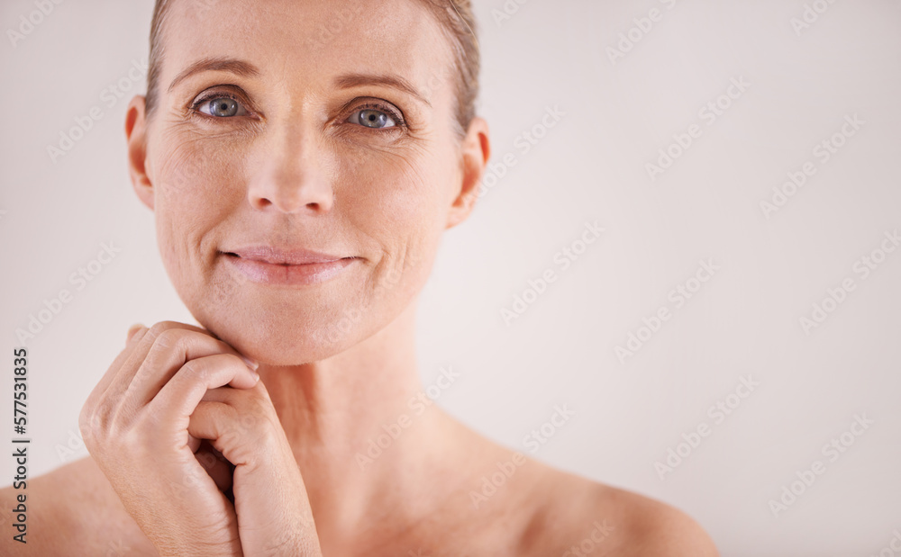Facing age with a carefree attitude. Cropped portrait of a beautiful mature woman posing in studio. Facing age with a carefree attitude. Cropped portrait of a beautiful mature woman posing in studio.