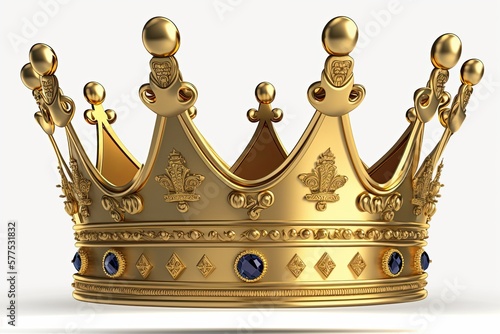 Gold crown isolated on white background, illustration, generative ai