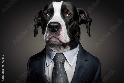 Portrait of dog in a business suit, generative ai © Laura