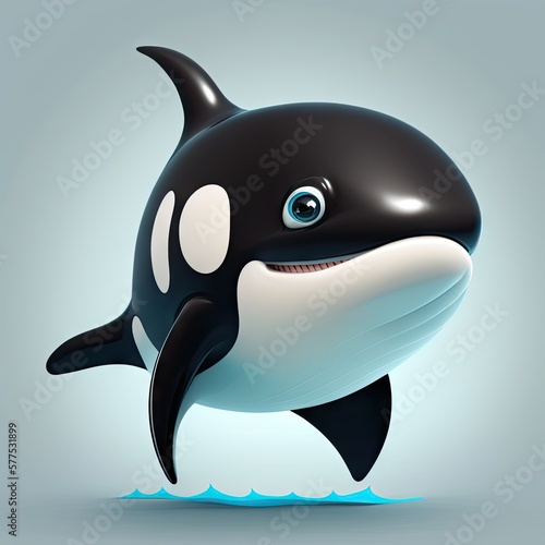  Cute Cartoon Killer Whale Chararcter, generative ai