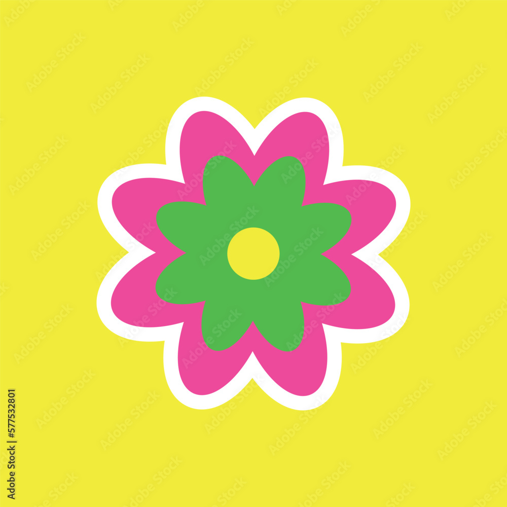 modern playful Y2K flower. Hippie trendy flower card modern playful Y2K flower. Hippie trendy flower card
