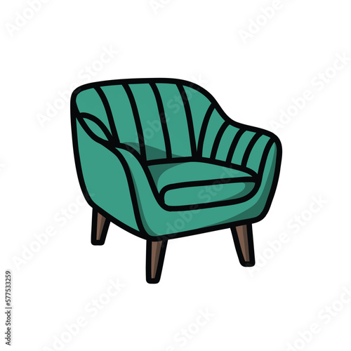 chair doodle icon, vector color line illustration