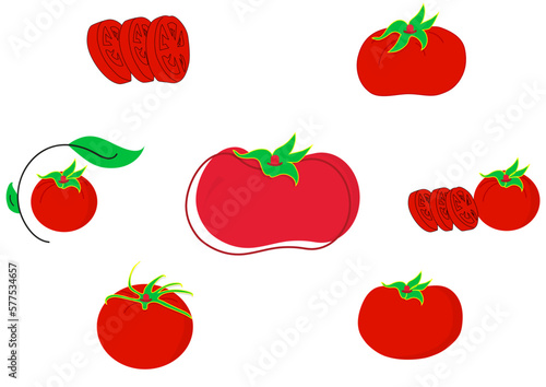 vectors set of red tomatoes