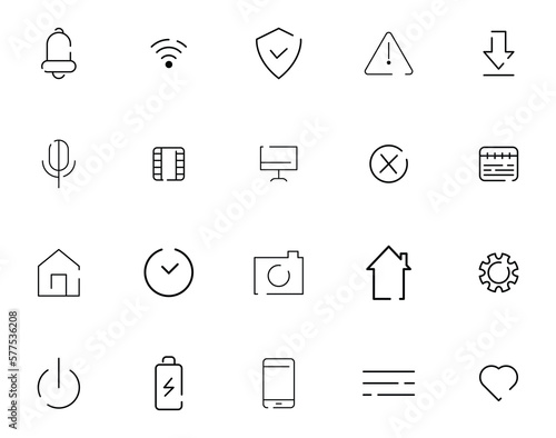 Mobile apps and security icon set