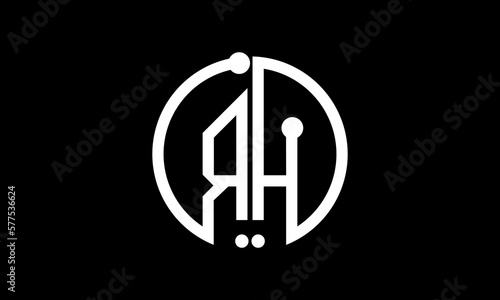 initial RH logo design template
